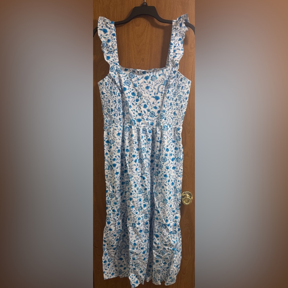 Floral Blue and White Dress